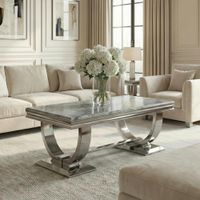 Glacier Coffee Table - Grey Marble & Chrome