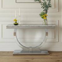 Glacier Console Table - Grey Marble & Chrome
