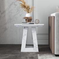 Milan Side Table - Square - White Marble
