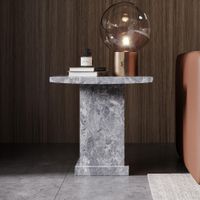 Turin Lamp Table - Square - Grey Marble