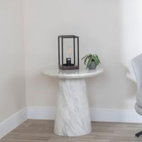Carrera Side Table - Round - White Marble