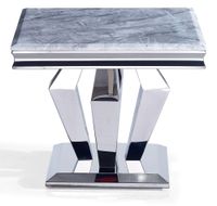 Dolce Lamp Table - Square - Grey Marble & Chrome