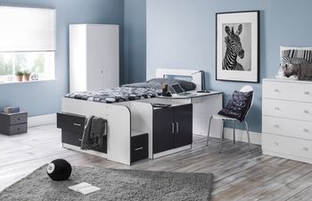 Cookie White and Charcoal Cabin Bed