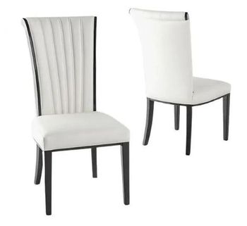 Cadiz White Dining Chair, Leather - Faux PU with Black Legs and High Gloss Side Trims