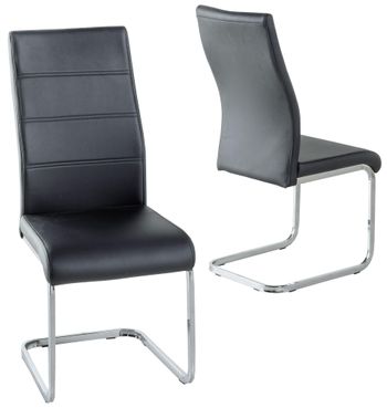 Malibu Black Leather Dining Chair with Stainless Steel Cantiliver Base
