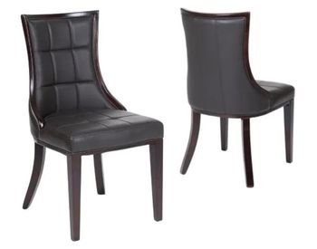 Paris Brown Dining Chair, Leather - Faux PU with Brown Legs and High Gloss Side Trims