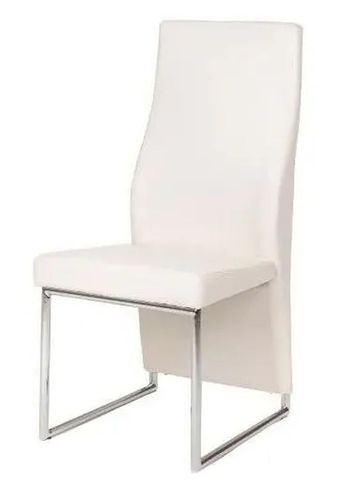 Perth Cream Dining Chair, Leather - Faux PU with High Back and Stainless Steel Chrome Base