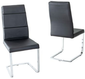 Arabella Black Dining Chair, Leather - Faux PU with Stainless Steel Chrome Cantiliver Base