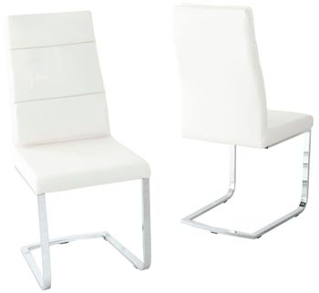 Arabella Cream Dining Chair, Leather - Faux PU with Stainless Steel Chrome Cantiliver Base