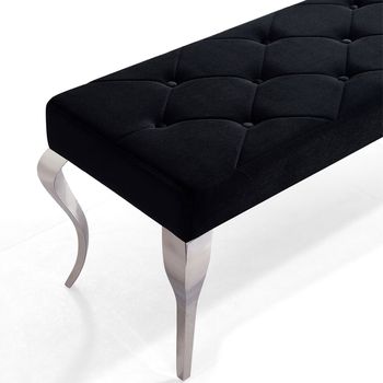 3 1700462518Louis Black Velvet Fabric 170cm Dining Bench 01 
