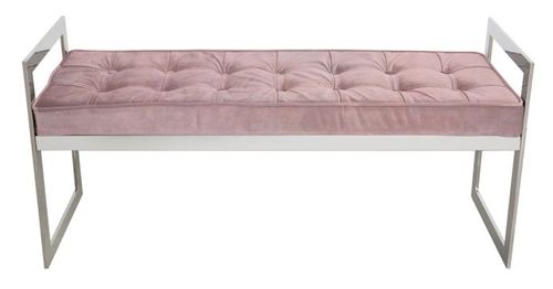 Zenith Pink Velvet Fabric and Chrome Bench