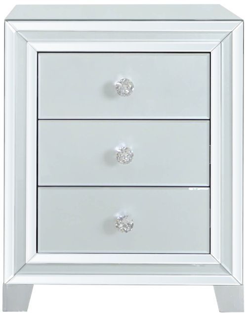 Manhattan Grey Mirrored 3 Drawer Bedside Cabinet