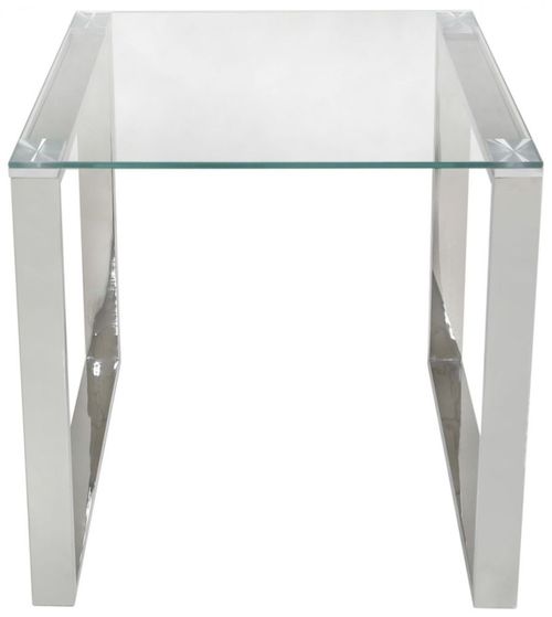 Harry Glass and Chrome Square End Table