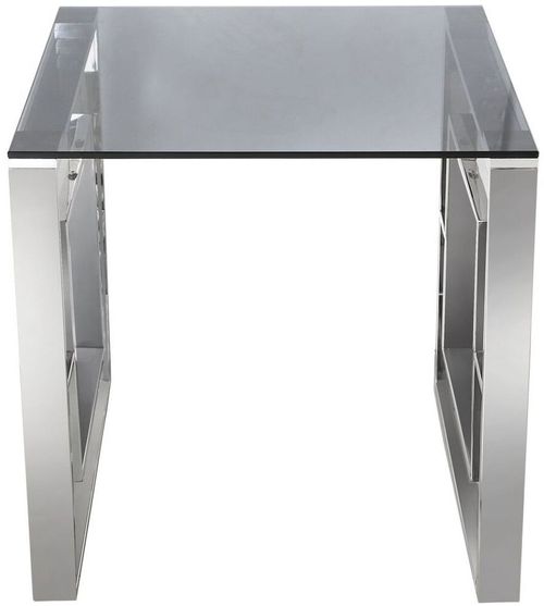 Apex Smoked Glass and Chrome Square End Table