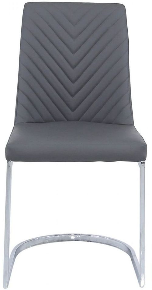 2 x Chevron Grey Faux Leather Dining Chair