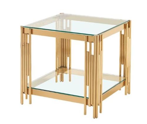 Cohen Glass and Gold Square End Table