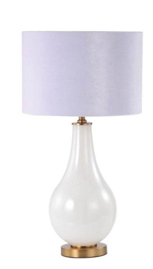 Velvet Shade White Pearl Glass Table Lamp