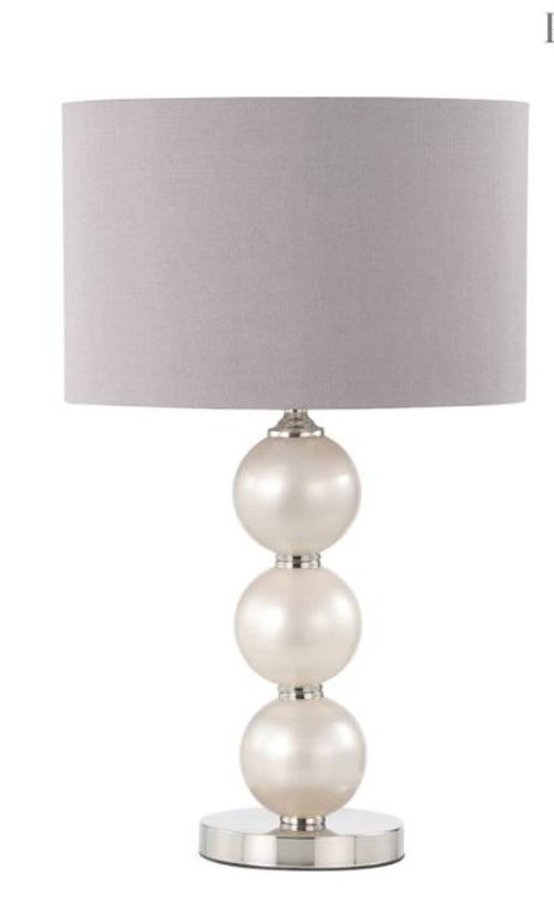 Opal Grey Faux Silk Shade Grey Glass Small Table Lamp