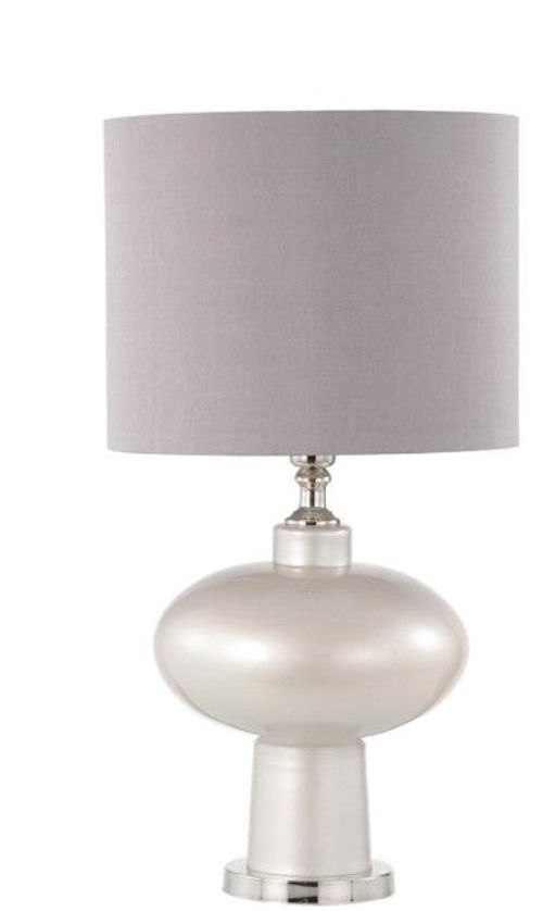 Opal Grey Faux Silk Shade Grey Glass Table Lamp