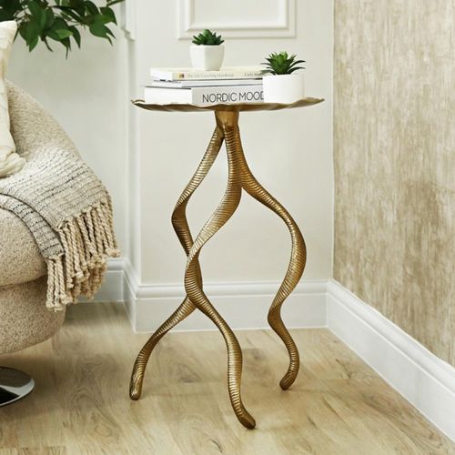 Gold Antler Metal Round Side Table