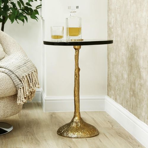 Handmade Glass and Gold Metal Side Table