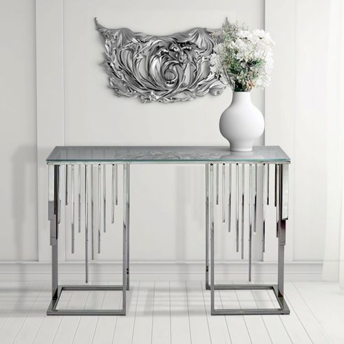 Owen Smoke Glass and Chrome Console Table
