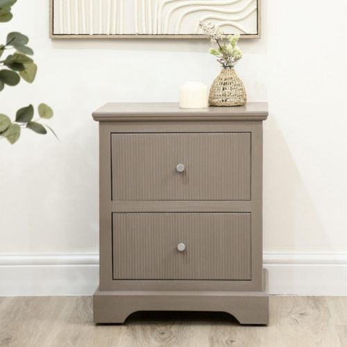 Lindon Taupe 2 Drawer Bedside Cabinet