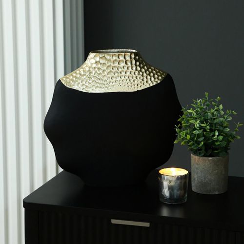 Black and Gold Metal Vase