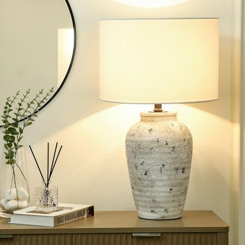 Grey and White Polyresin Table Lamp
