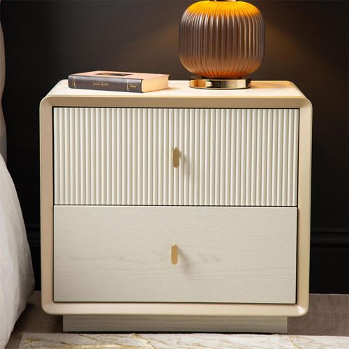 Amelie Cream Elm 2 Drawer Bedside Cabinet