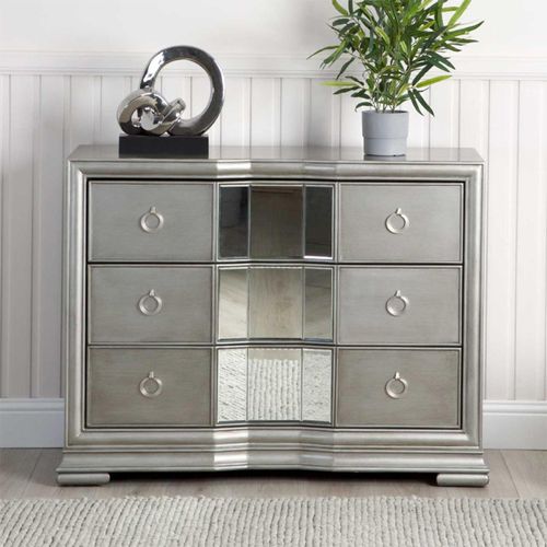 Lucca Grey Mirrored 3 Drawer Chest