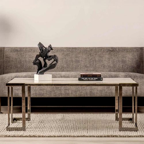 Aamari White Marble Effect and Metal Coffee Table