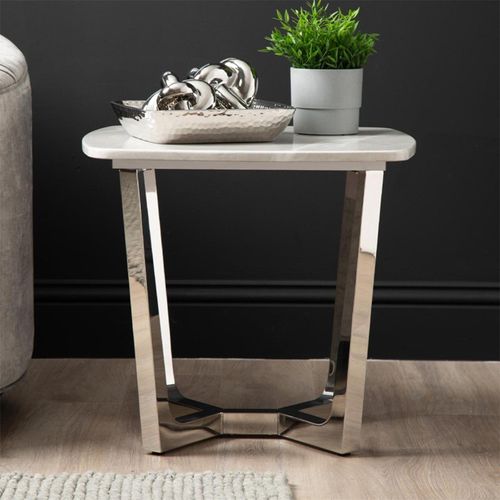 Meghan Grey Marble and Chrome Square End Table