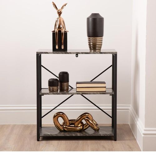 Alora Marble Effect Black Small Open Shelving Unit