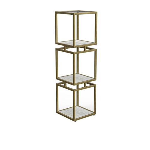 Cream and Gold 3 Tier Square Shelving Unit