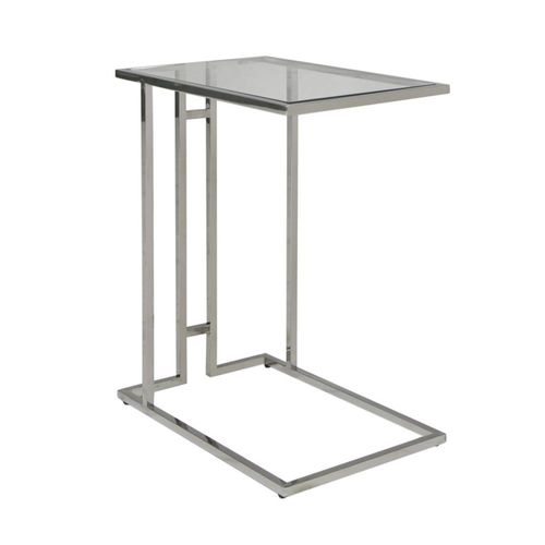 Harry Clear Glass and Chrome Side Table