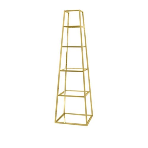 Logan Clear Glass and Gold Metal Ladder Open Shelving Unit
