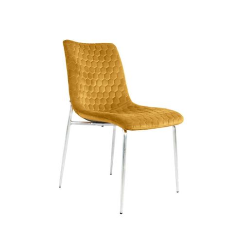 2 x Zula Mustard Fabric Dining Chair with Chrome Legs