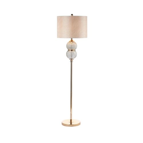 Cream Linen and Silver Glass Floor Lamp