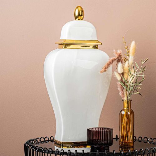 White Ceramic Large Ginger Jar