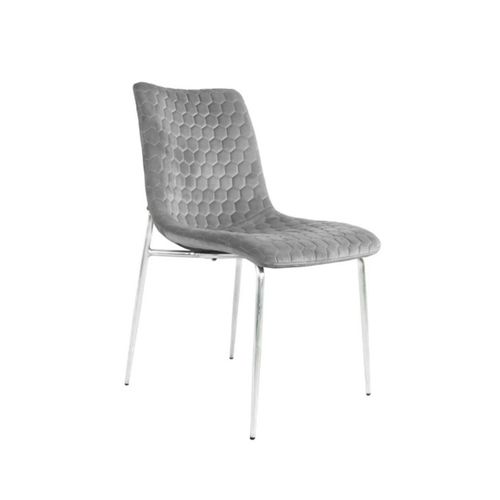 2 x Zula Grey Fabric Dining Chair with Chrome Legs