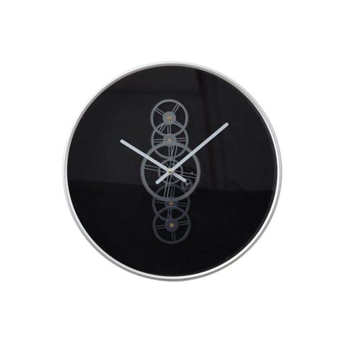 Industrial Black and Silver Gears Round Wall Clock