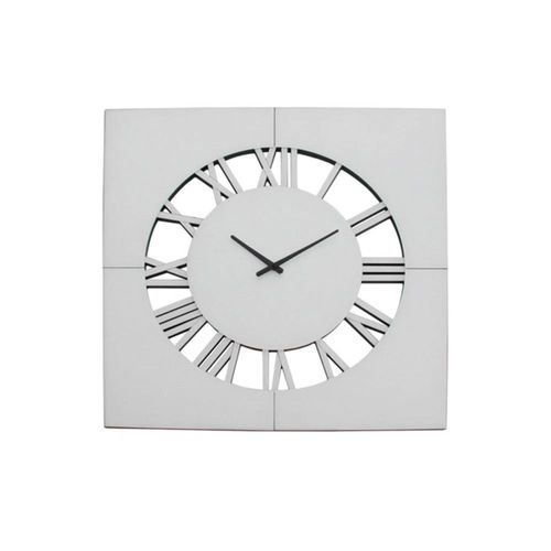 White Mirrored Square Wall Clock
