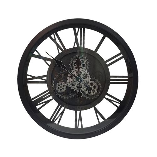 Black Gears Round Wall Clock