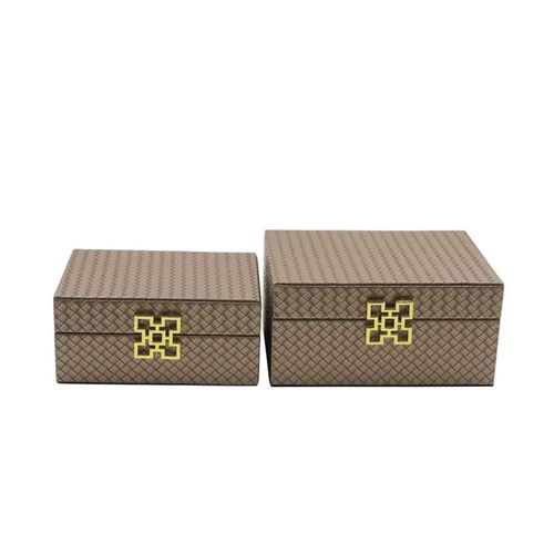 Bronze Faux Leather Jewellery Box - Set of 2