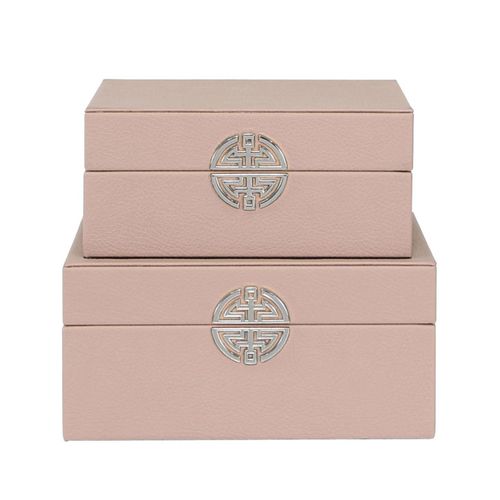 Rose Pink Faux Leather Jewellery Box - Set of 2