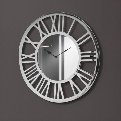 Silver Metal Round Wall Clock