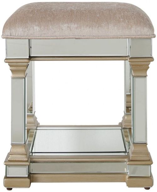 Apollo Champagne Gold Mirrored Padded Dressing Stool
