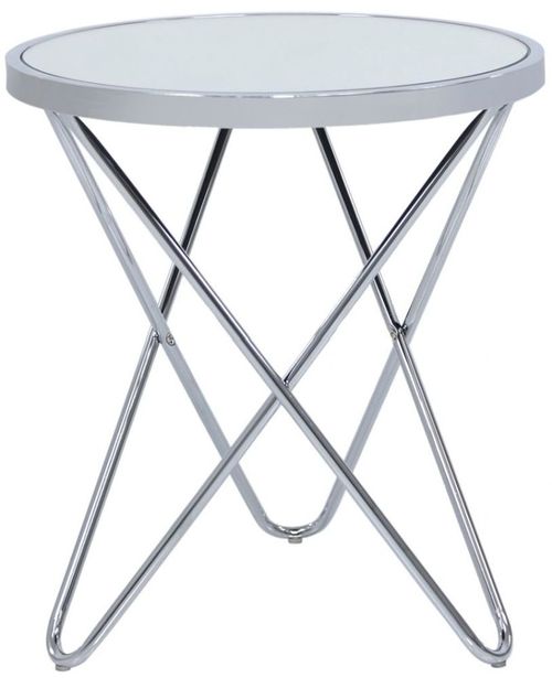 Atom Glass and Chrome Round Lamp Table