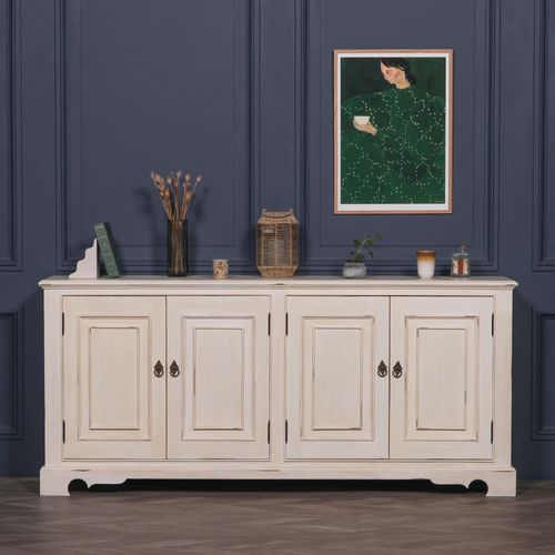 Brushed White 4 Door Extra Large Sideboard - 200cm